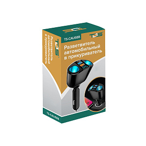 Разветвитель прикуривателя автомобиля на 2 гнезда + 2*USB, зарядка для автомобиля TDS TS-CAU68B