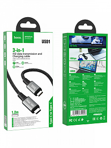 HOCO US01 Черный кабель PD100W (TYPE C - TYPE C) 1.2м