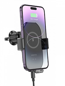 BOROFONE BH205 Черный держатель для смартфонов + беспроводное ЗУ 10W (в воздуховод)