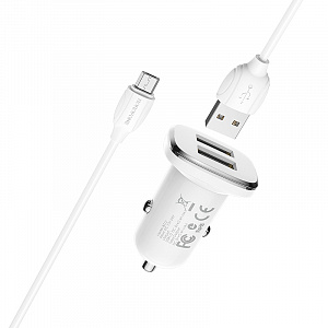 BOROFONE BZ12 ЗУ авто USB + кабель Micro USB (5B,2400mA)