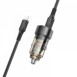 BOROFONE BZ20 Черный ЗУ авто USB + кабель iOS Lightning - Type-C (PD20W+QC3.0, 3000mA)