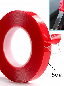 Скотч прозрачный двухсторонний акриловый 5 мм Помощник PM-INR04