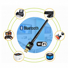 Wi-Fi + Bluetooth 5.0 адаптер для компьютера и ноутбука USB двухдиапазонный 5 Ггц и 2.4 Ггц 600 Мбит/с Орбита OT-PCB20