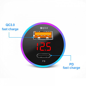 Автомобильное зарядное устройство в прикуриватель PD/QC 3.0 TDS TS-CAU70