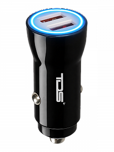 Зарядка в прикуриватель для автомобиля 2*USB TDS TS-CAU36 Черное