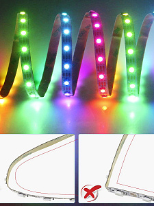 Светодиодная адресная лента WS2812, 30LED на 1м, IP65 5 метров Огонёк OG-LDL46