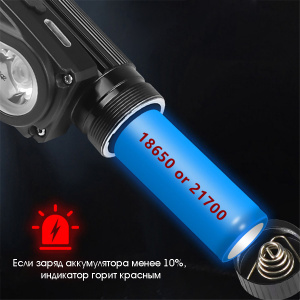 Патриот PT-FLG44 фонарь налобный (2L, 18650, дат.движ)