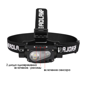 Патриот PT-FLG44 фонарь налобный (2L, 18650, дат.движ)