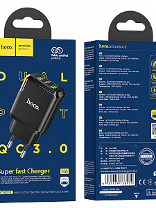 HOCO N6 Черный ЗУ с 2*USB (QC 3.0, 3000mA)