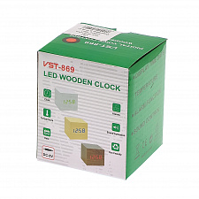Часы электронные настольные, будильник и термометр от сети деревянные VST 869-1 Светлое дерево