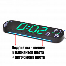 Часы настенные электронные с температурой и пультом Орбита OT-CLW16 Зеленые