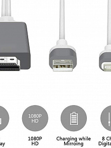 Орбита OT-AVW49 кабель (штекер HDMI - штекер LIGHTNING) 2м