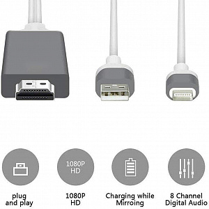 Орбита OT-AVW49 кабель (штекер HDMI - штекер LIGHTNING) 2м