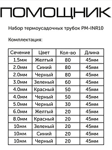 Термоусадка для проводов и кабелей набор в кейсе 530 шт Помощник PM-INR10