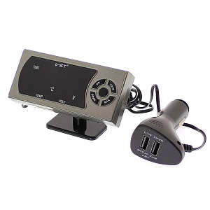 Часы автомобильные с подсветкой, вольтметром и термометром VST 815