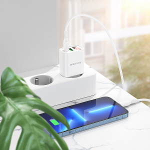 BOROFONE BA78A Белый ЗУ с USB/PD + кабель IOS Lighting - Type-C 1м (QC3.0+PD20W,3000mA)