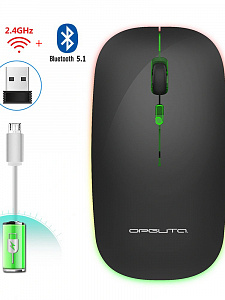 Мышь беспроводная бесшумная с подсветкой 2 в 1 Орбита OT-PCM66 Черная