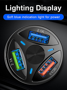 Зарядка в прикуриватель для автомобиля 3*USB TDS TS-CAU32 Черное