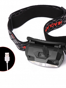 Фонарь налобный с датчиком движения, фонарик аккумуляторный Следопыт PT-FLG25