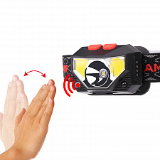 Фонарь налобный с датчиком движения, фонарик аккумуляторный Следопыт PT-FLG25