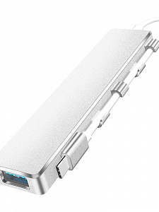Орбита OT-PCR20 Серебро концентратор USB 2.0 (4*USB+Type-C)