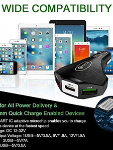 TDS TS-CAU34 Черный ЗУ авто USB (QC3.0,3500mA)