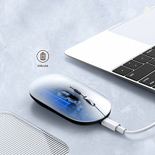 Орбита OT-PCM70 Серебряная мышь беспроводная (USB/Bluetooth,аккум)