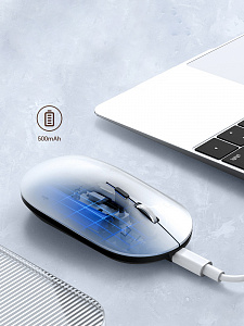 Орбита OT-PCM70 Серебряная мышь беспроводная (USB/Bluetooth,аккум)