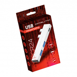 Орбита OT-PCR24 Серый концентратор USB 2.0 (2*USB+Type-C)