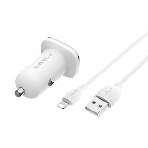 BOROFONE BZ12 ЗУ авто USB + кабель iOS Lightning (5B,2400mA)