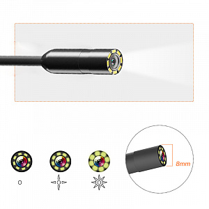 Видео эндоскоп гибкая камера с экраном 2.4 дюйма с подсветкой Орбита OT-SME16