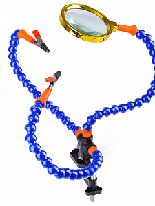 Третья рука для пайки с лупой 2 руки Помощник PM-INP21