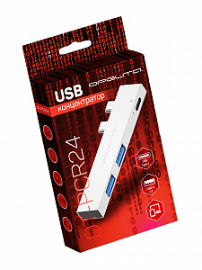 Орбита OT-PCR24 Серебро концентратор USB 2.0 (2*USB+Type-C)