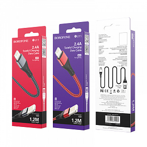 BOROFONE BU11 Черный кабель USB 2.4A (iOS Lighting) 1.2м