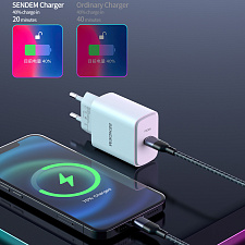 SENDEM OG33 ЗУ с TYPE-C + кабель IOS Lightning-Type-C 1.2м (PD20W, 3000mA)