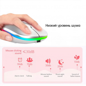 Мышь беспроводная бесшумная с подсветкой 2 в 1 Орбита OT-PCM66 Серая