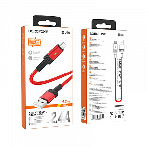 BOROFONE BU30 Красный кабель USB 2.4A (microUSB) 1.2м