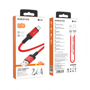 BOROFONE BU30 Красный кабель USB 2.4A (microUSB) 1.2м