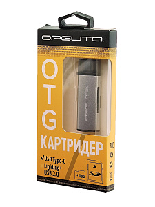 Картридер универсальный, переходник Type-C, USB для карт памяти MICRO SD, SD Орбита OT-PCR14