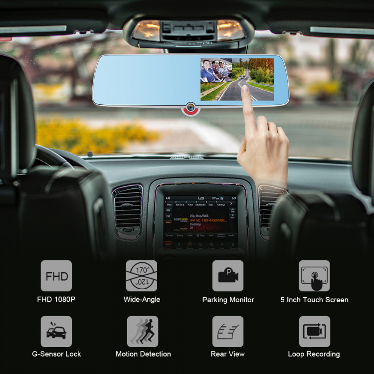 TDS TS-CAR40 автовидеорегистратор зеркало+камера