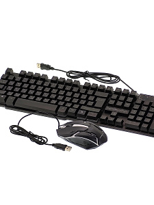 Клавиатура игровая проводная и мышь мембранный комплект Орбита OT-PCM74