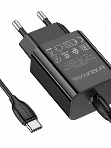 BOROFONE BA65A Черный ЗУ с TYPE-C + кабель Type-C - Type-C 1м (PD20W,3000mA)