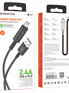 BOROFONE BU38 Черный кабель USB 2.4A (iOS Lighting) 1.2м