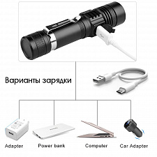 Фонарь ручной аккумуляторный, карманный Следопыт PT-FLR12