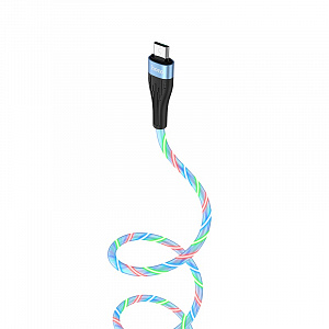 HOCO U85 Синий кабель USB 2.4A (microUSB) 1м LED