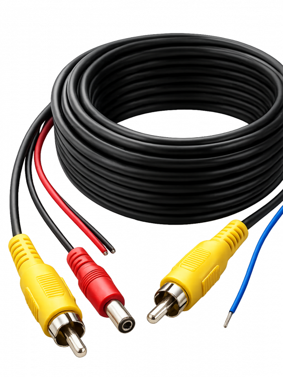 Кабель для камер заднего вида RCA+питание 10 метров TDS TS-CAU76