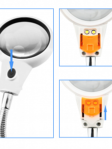 Третья рука для пайки, универсальный держатель на подставке с лупой 2 руки Орбита OT-INL61