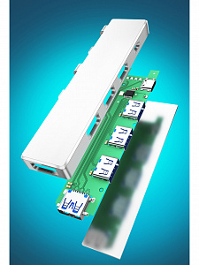 Орбита OT-PCR20 Серебро концентратор USB 2.0 (4*USB+Type-C)