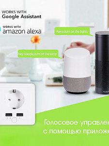 Умная розетка с USB Wi-Fi 16A Орбита OT-HOS15