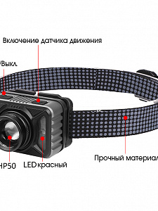 Патриот PT-FLG32 фонарь налобный (3L, аккум, дат.движ)